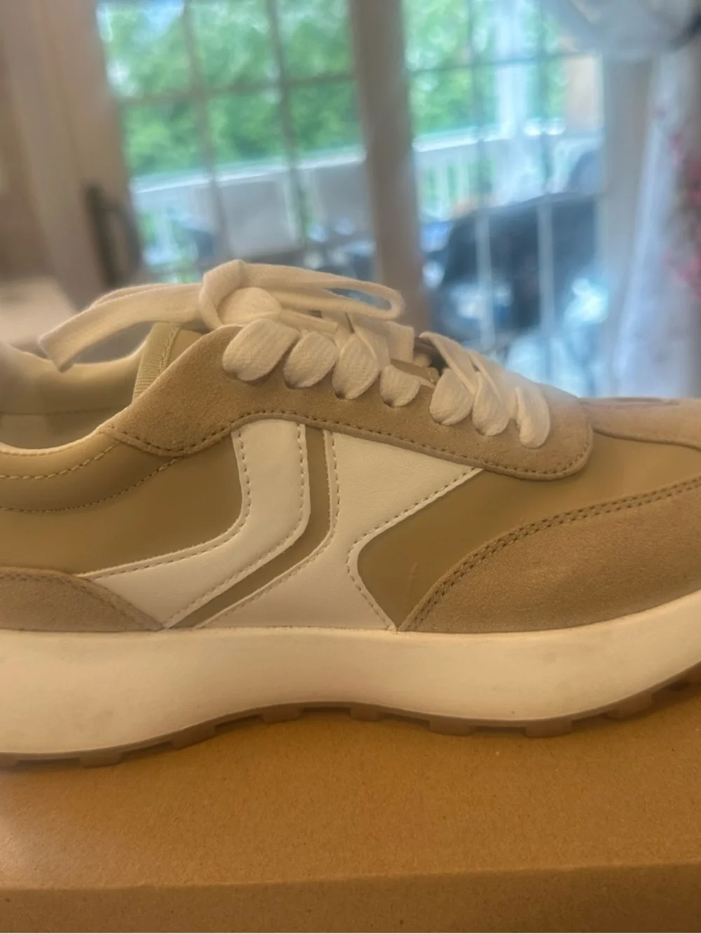 Steve Madden Beige and White Retro Runner Sneakers - Picture 3 of 4